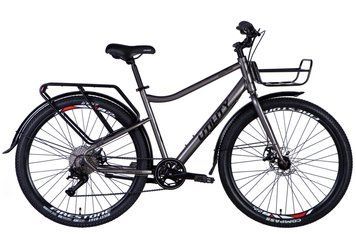 Велосипед ST 27.5" Dorozhnik UTILITY под кассету рама- " с багажником задн St с корзиной St с крылом Pl 2024 (синій)