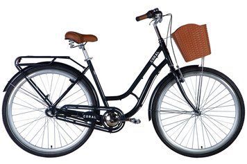 Велосипед AL 28" Dorozhnik CORAL планет. планет. рама- " с багажником задн St с корзиной Pl с крылом St 2024 (темно-сірий)