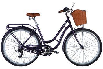 Велосипед AL 28" Dorozhnik CORAL FRW Vbr рама- " с багажником задн St с корзиной Pl с крылом St 2024 (сливовий )
