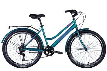 Велосипед ST 26" Discovery PRESTIGE WOMAN рама- " с багажником задн St с крылом St 2024 (синьо-зелений)