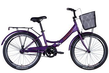 Велосипед ST 24" Formula SMART тормозная рама- " с багажником задн St с корзиной Pl с крылом St 2024 (фіолетовий (м))