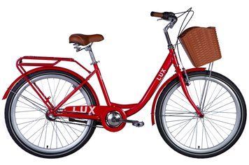 Велосипед ST 26" Dorozhnik LUX планет рама- " с багажником задн St с корзиной Pl с крылом St 2024 (темно-сірий)